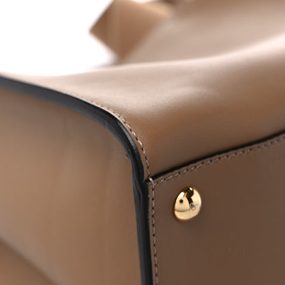 Fendi Vitello Seta Glazed Fabric FF 1974 Medium Peekaboo X-Lite Sand Mogano Panna 8 of 10