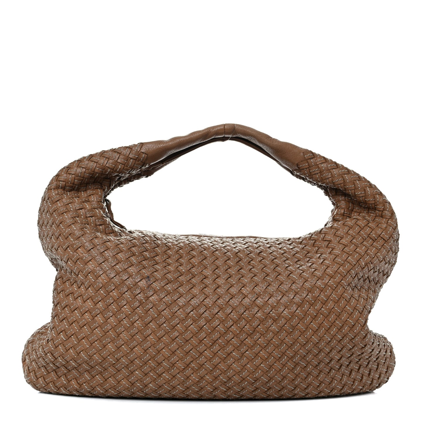 Nappa Stitched Intrecciato Medium Veneta Hobo Maple Sapphire