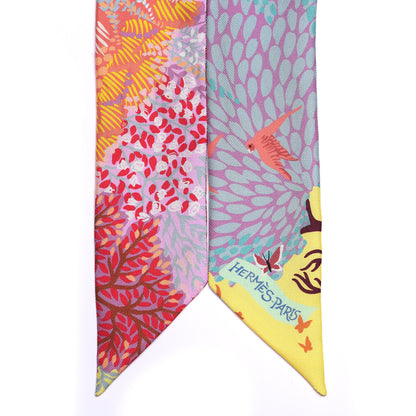 Hermes Silk Dans un Jardin Anglais Twilly Juane Vif Rouge Celadon 3 of 5