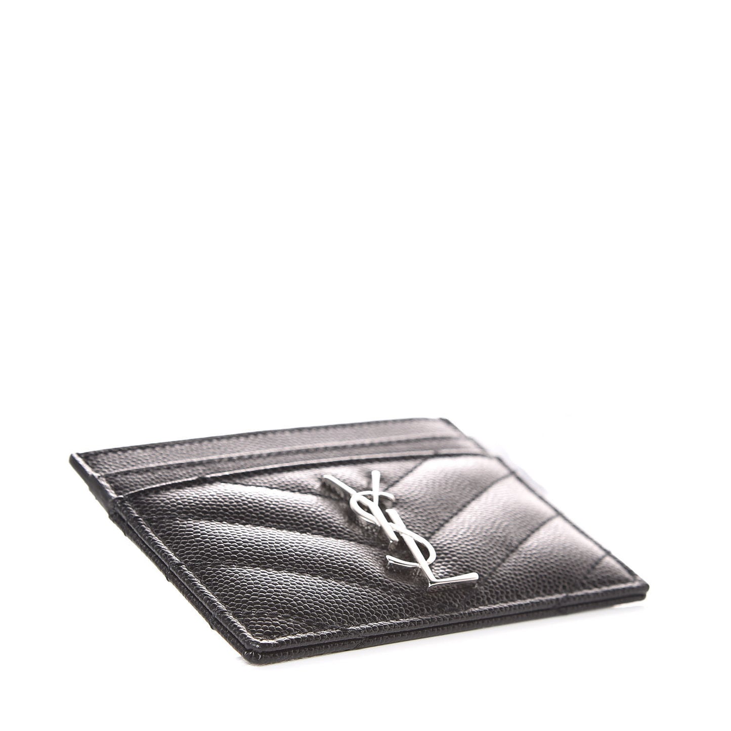 Grain De Poudre Matelasse Chevron Monogram Credit Card Case Black