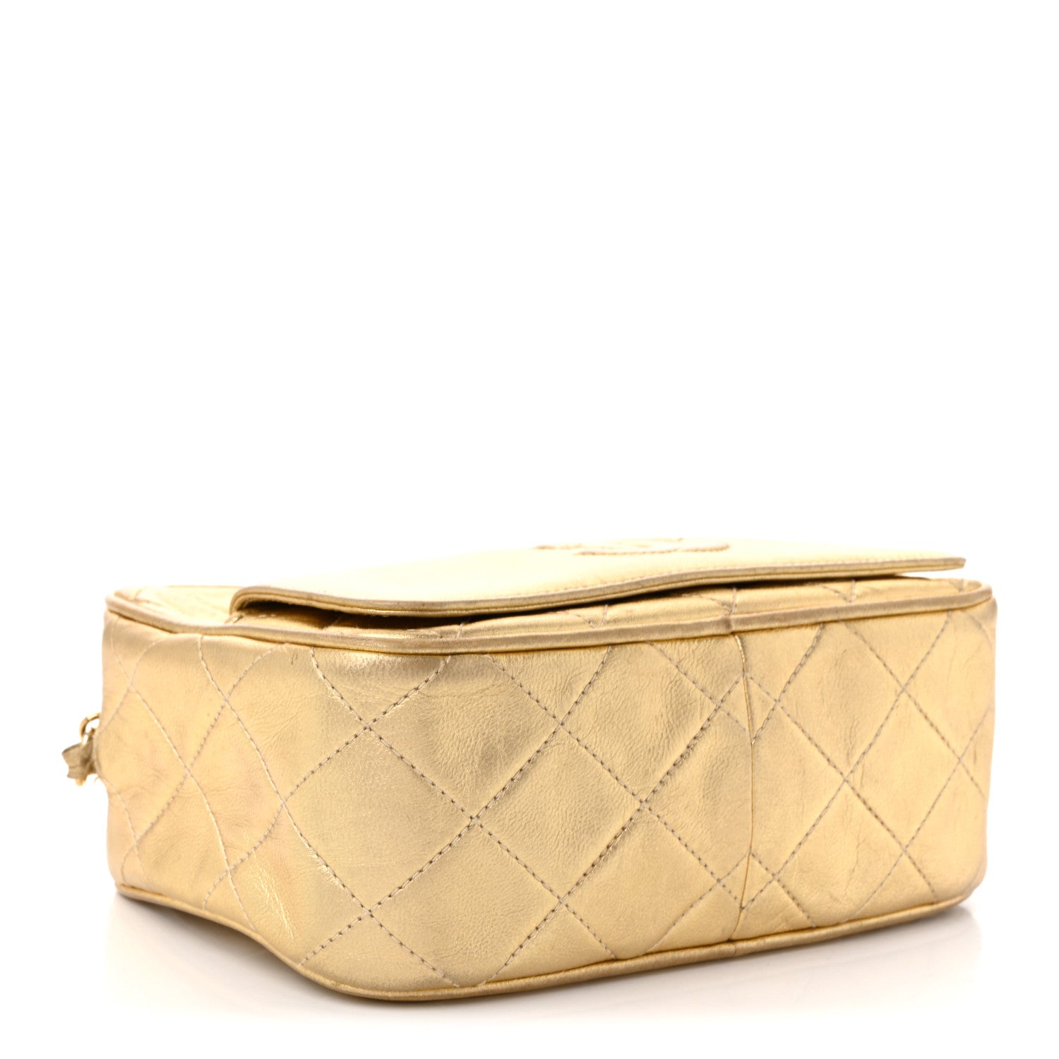 Chanel Metallic Lambskin Quilted Camera Case Gold 4 of 11