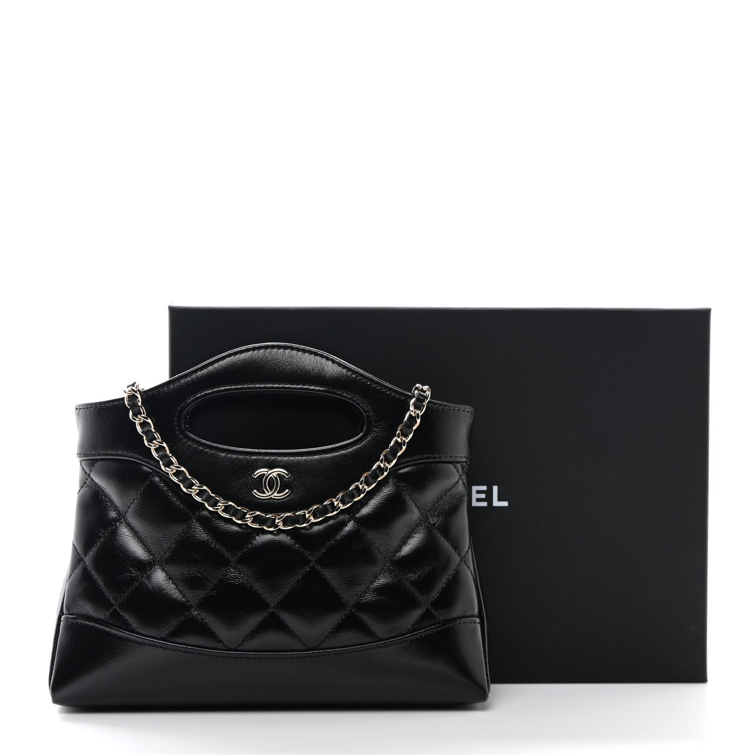Chanel Shiny Crumpled Calfskin Quilted Nano 31 Shopping Bag Black 11 of 11