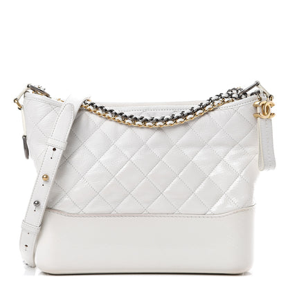 Chanel Aged Calfskin Quilted Medium Gabrielle Hobo White 1 of 18