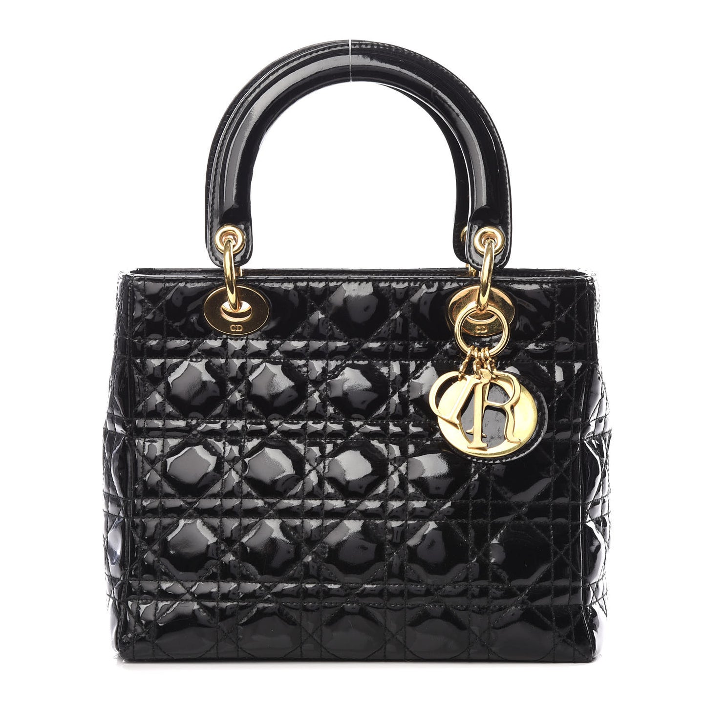 Patent Cannage Medium Lady Dior Black