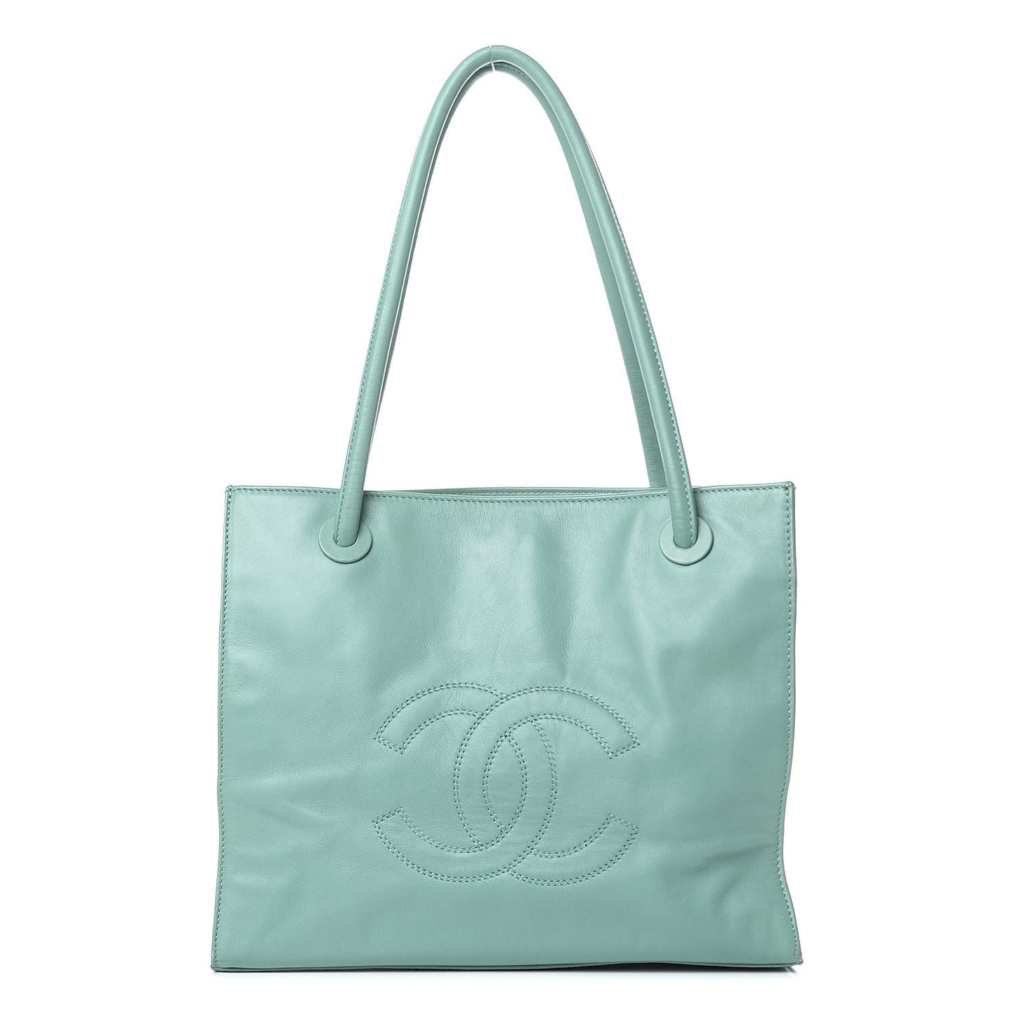 Lambskin CC Stitched Tote Turquoise