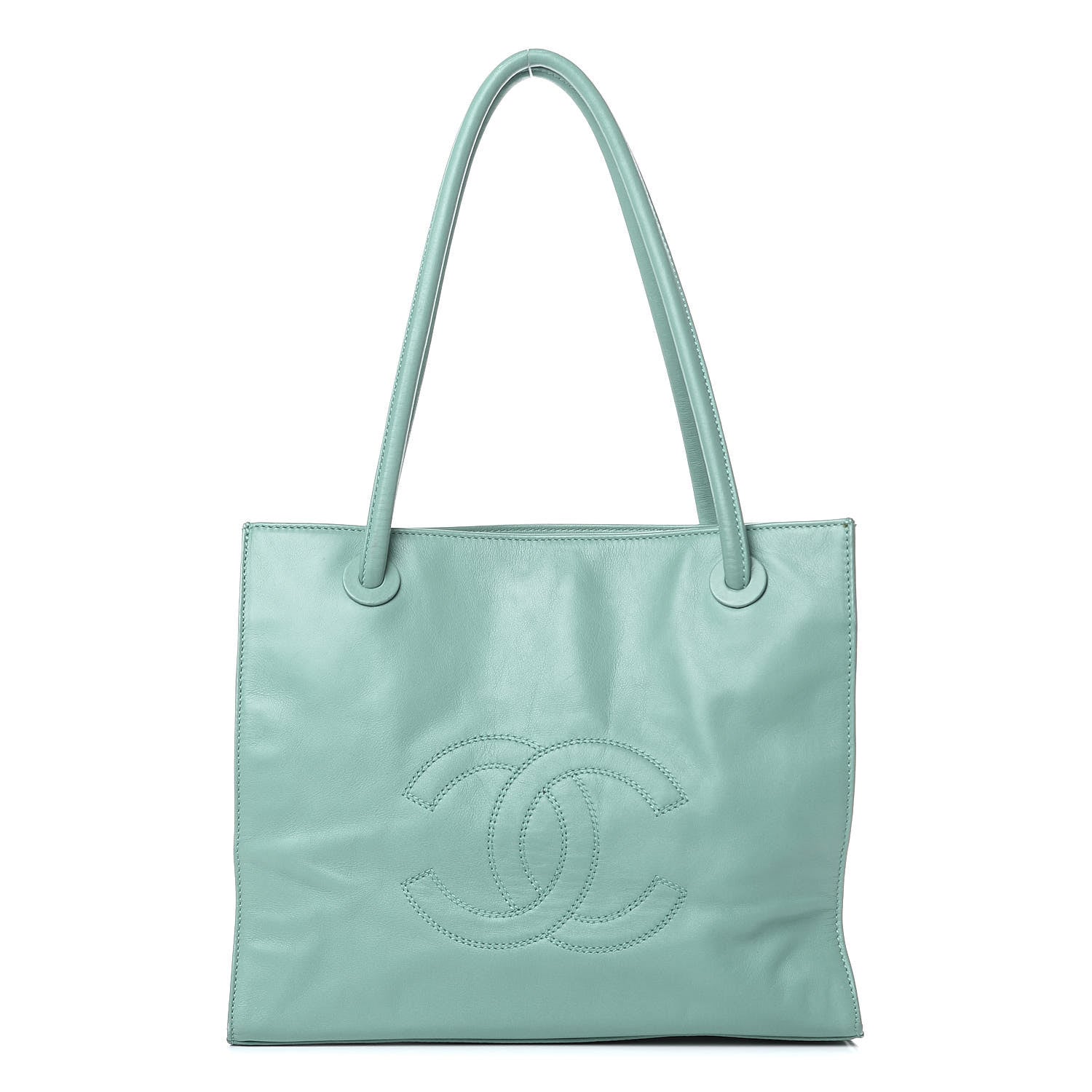 Chanel Lambskin CC Stitched Tote Turquoise 1 of 21