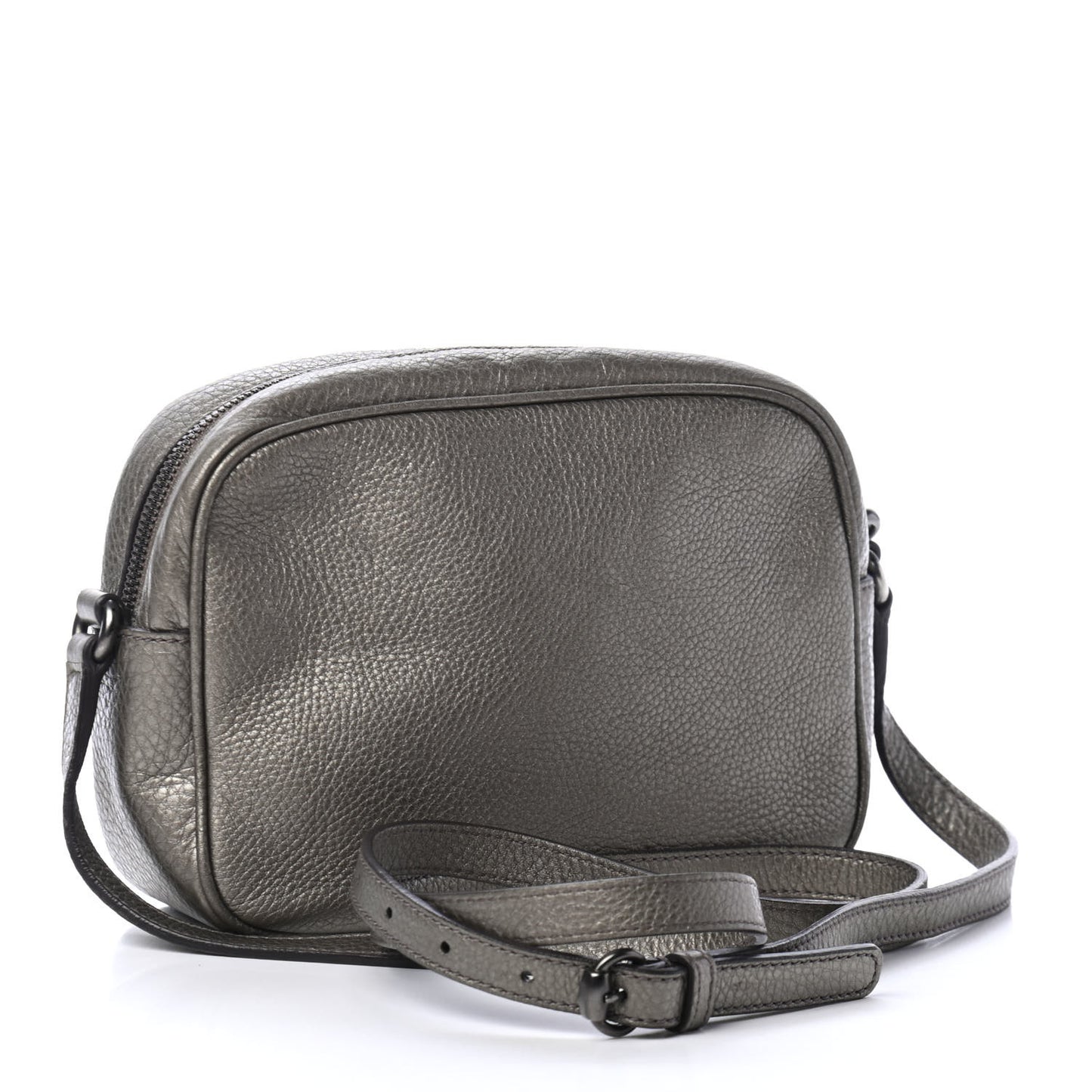 Metallic Pebbled Calfskin Small Soho Disco Bag Sasso