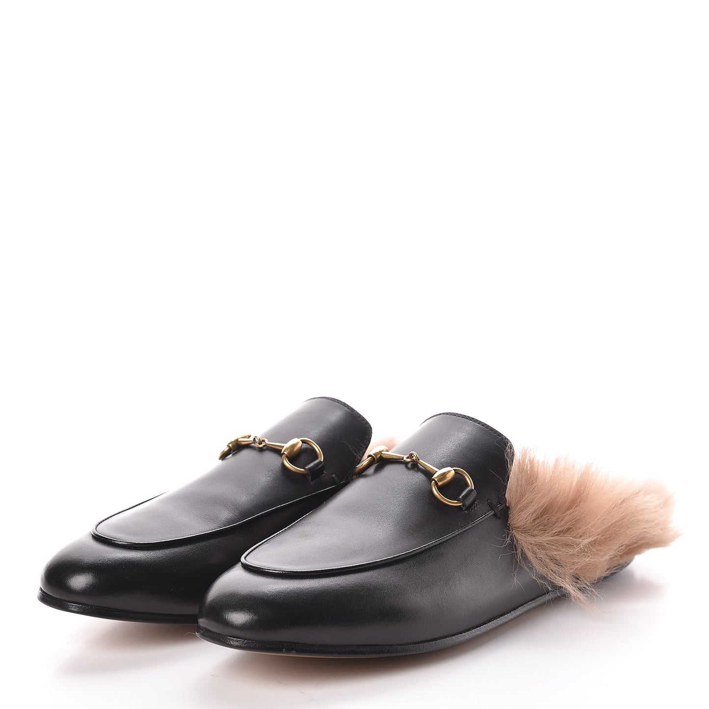 Calfskin Fur Womens Princetown Slippers 39 Black