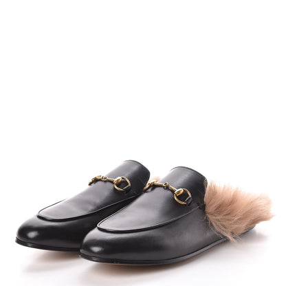 Gucci Calfskin Fur Womens Princetown Slippers 39 Black 3 of 8