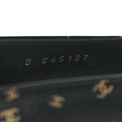 Chanel Lambskin Patent Calfskin Printed CC Cap Toe Ballerina Flats 36.5 Black Gold 8 of 9