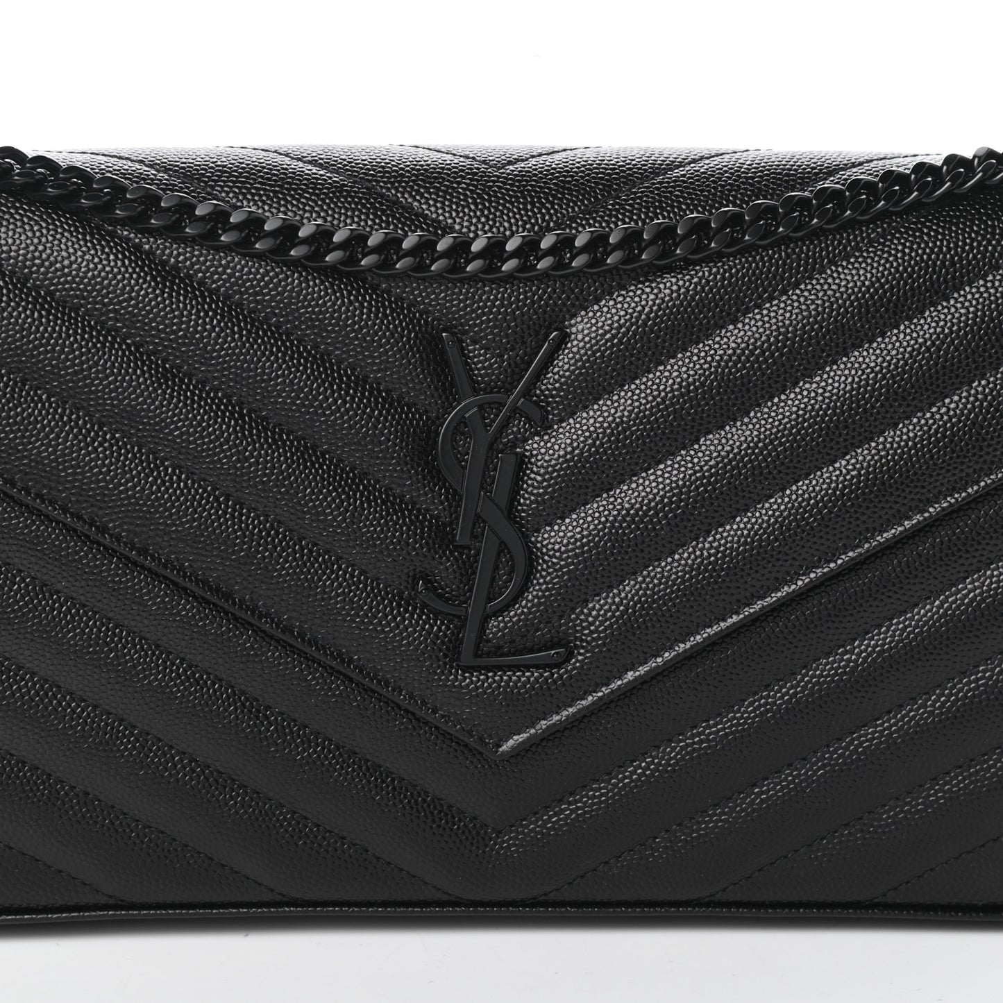 Grain De Poudre Matelasse Chevron Monogram Chain Wallet Black