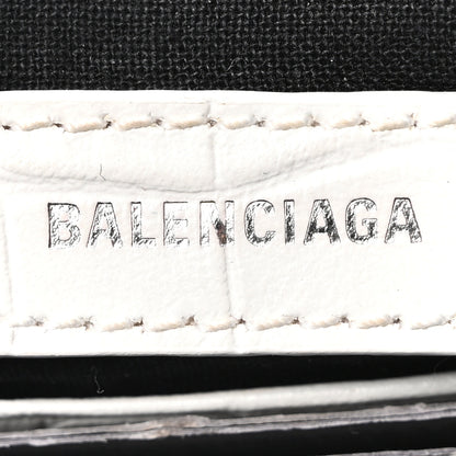 Balenciaga Extra Supple Calfskin Crocodile Embossed Le Cagole Mini Purse With Chain White 10 of 17