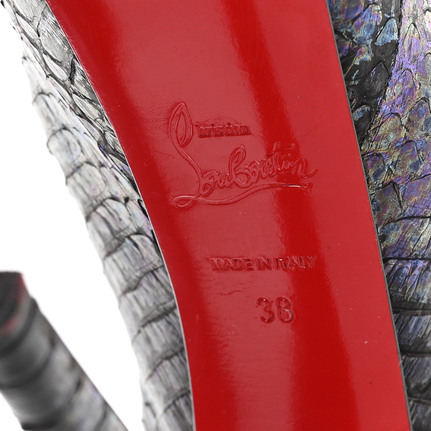 Christian Louboutin Metallic Snakeskin Highness 160 Pumps 38 Gray 7 of 8