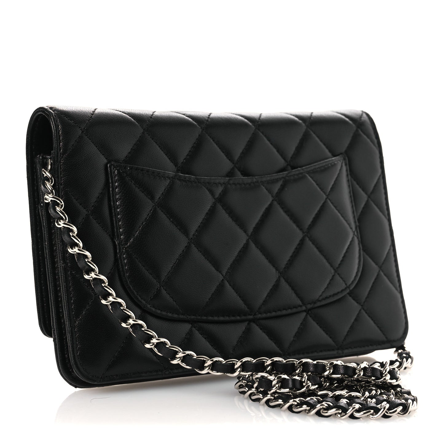 Lambskin Quilted Wallet On Chain WOC Black
