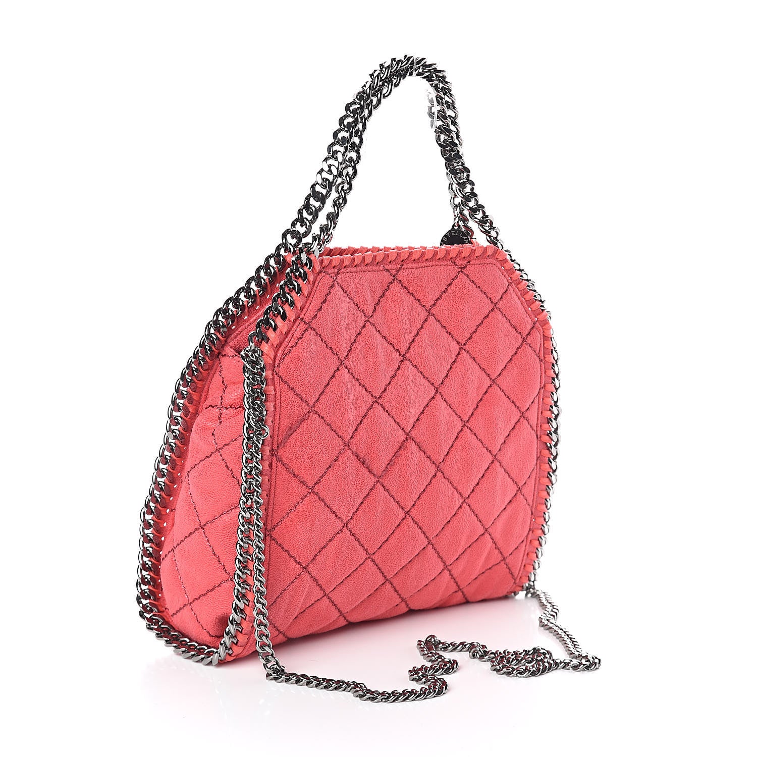 Stella McCartney Shaggy Deer Quilted Mini Falabella Tote Pink Fluo 3 of 9