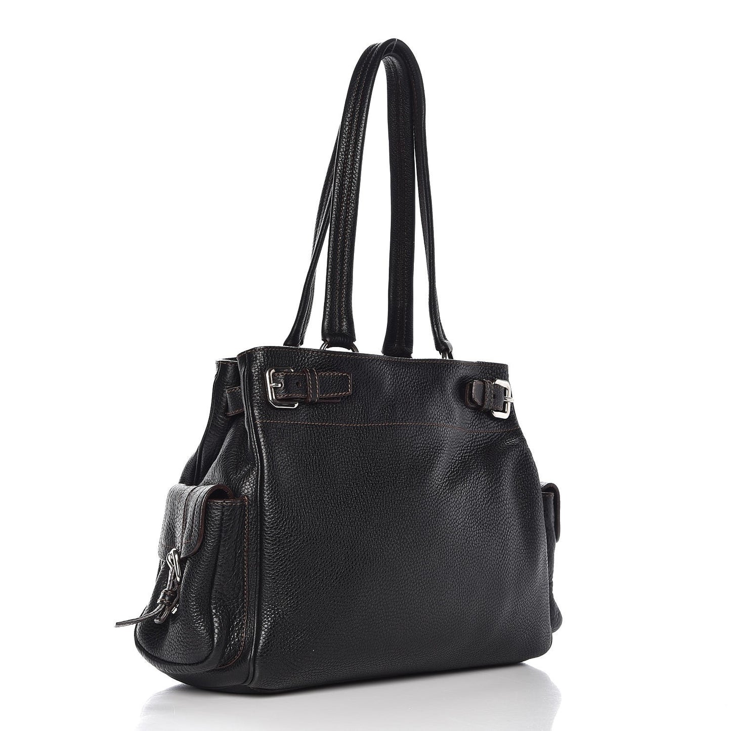 Vitello Daino Side Pocket Tote Black