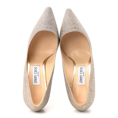 Jimmy Choo Dusty Glitter Romy 100 Pumps 40 Platinum Ice 2 of 8