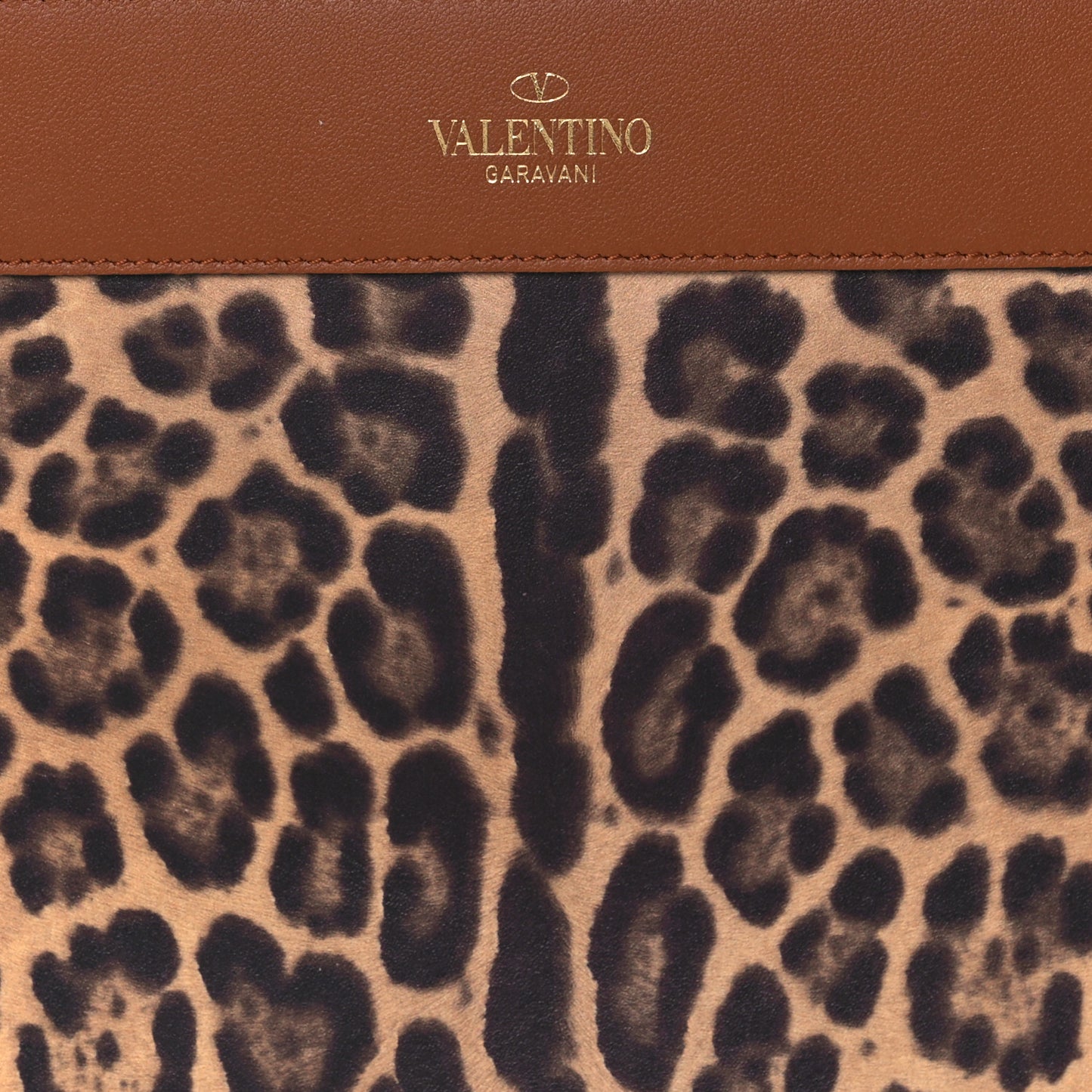 Calfskin Leopard Print City Safari Large Pouch Brown
