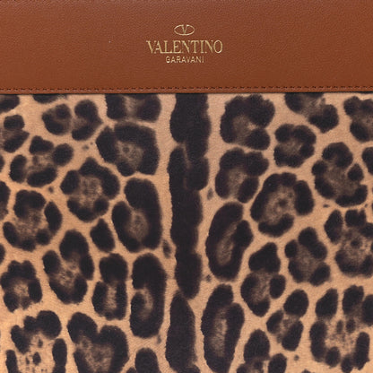 Valentino Garavani Calfskin Leopard Print City Safari Large Pouch Brown 8 of 10