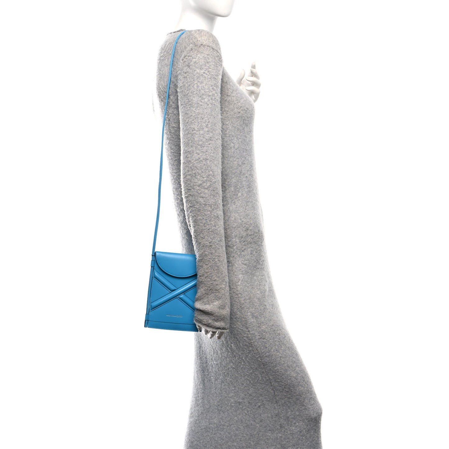 Calfskin The Curve Micro Crossbody Pouch Bag Blue