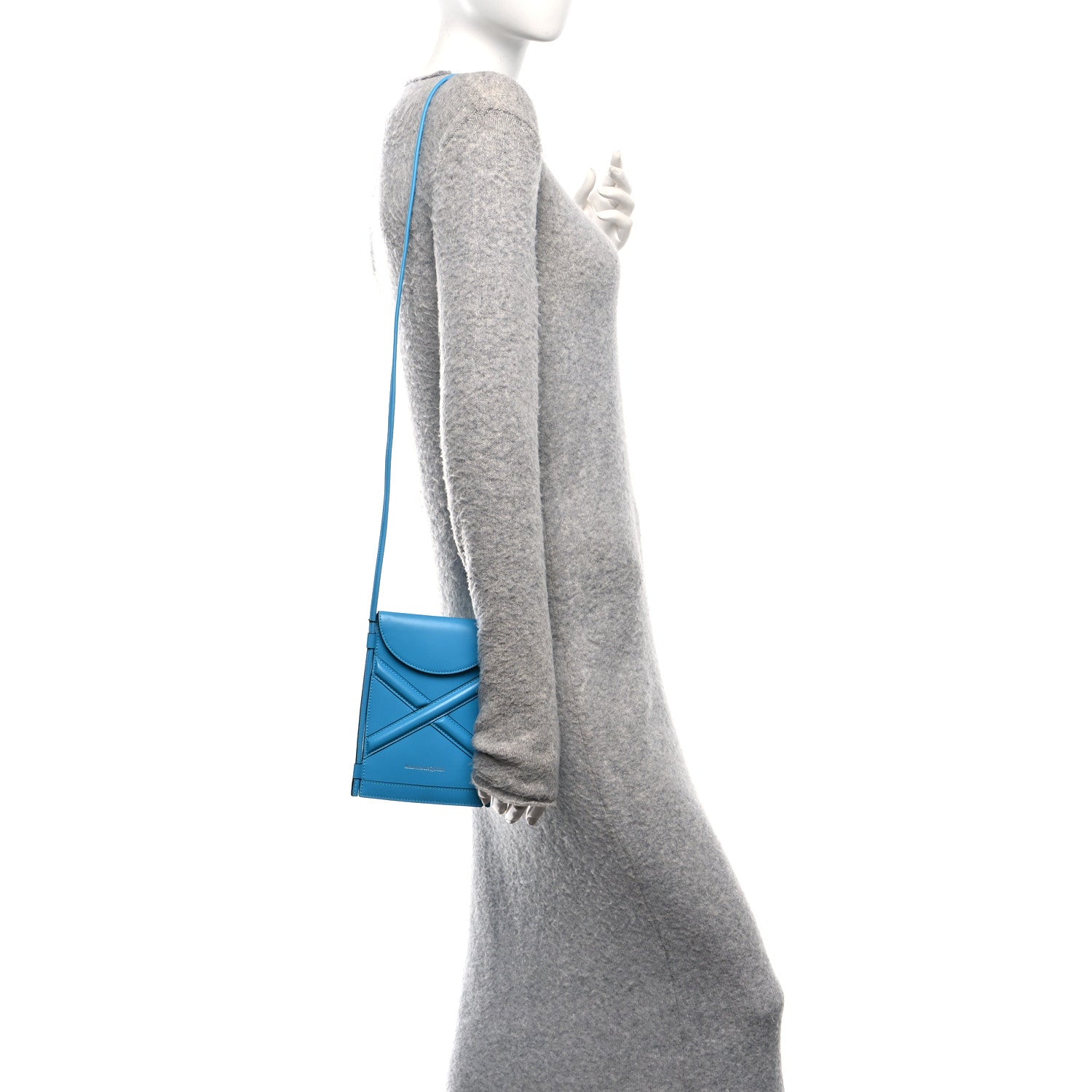 Alexander McQueen Calfskin The Curve Micro Crossbody Pouch Bag Blue 2 of 11