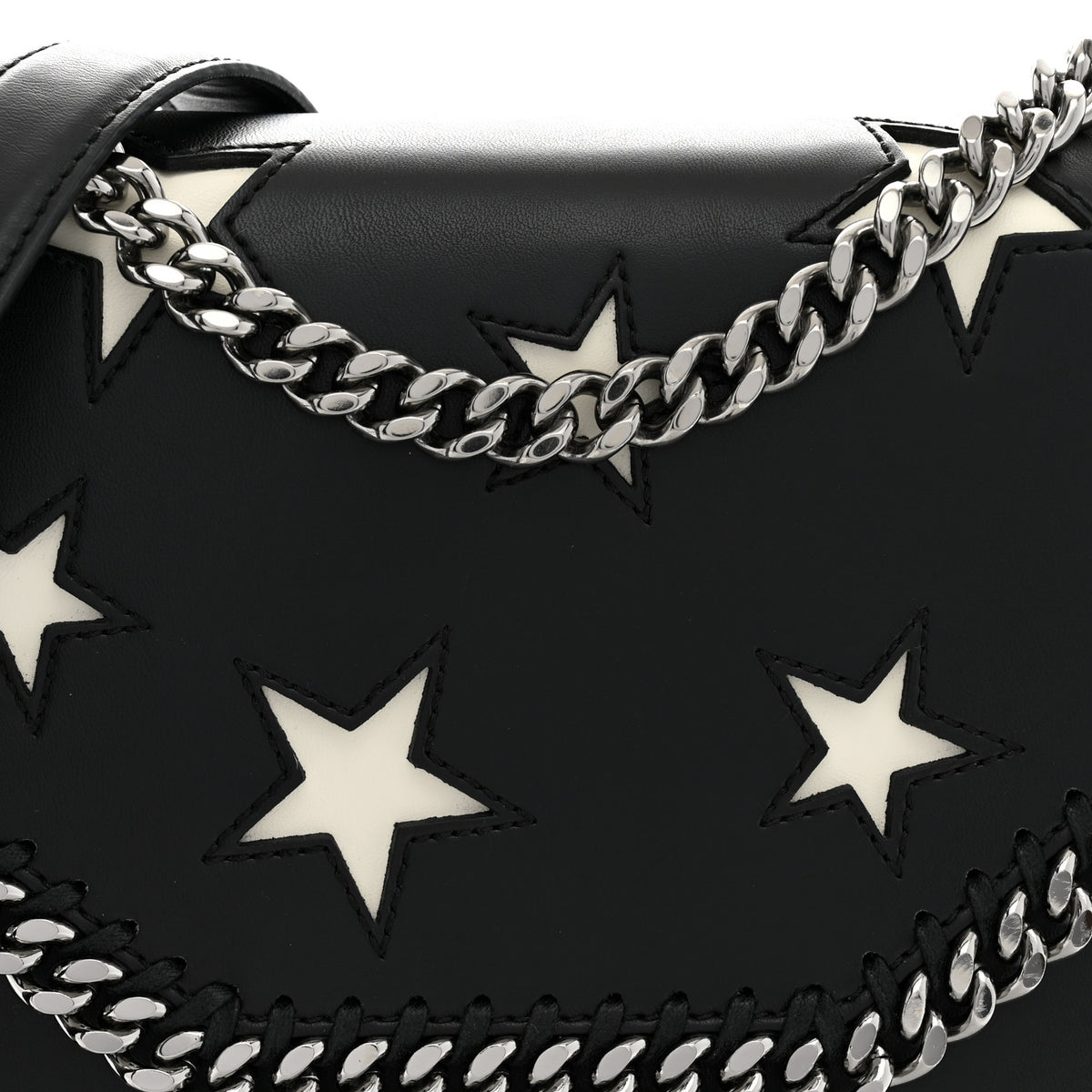 Alter Nappa Embossed Medium Star Falabella Box Shoulder Bag Black