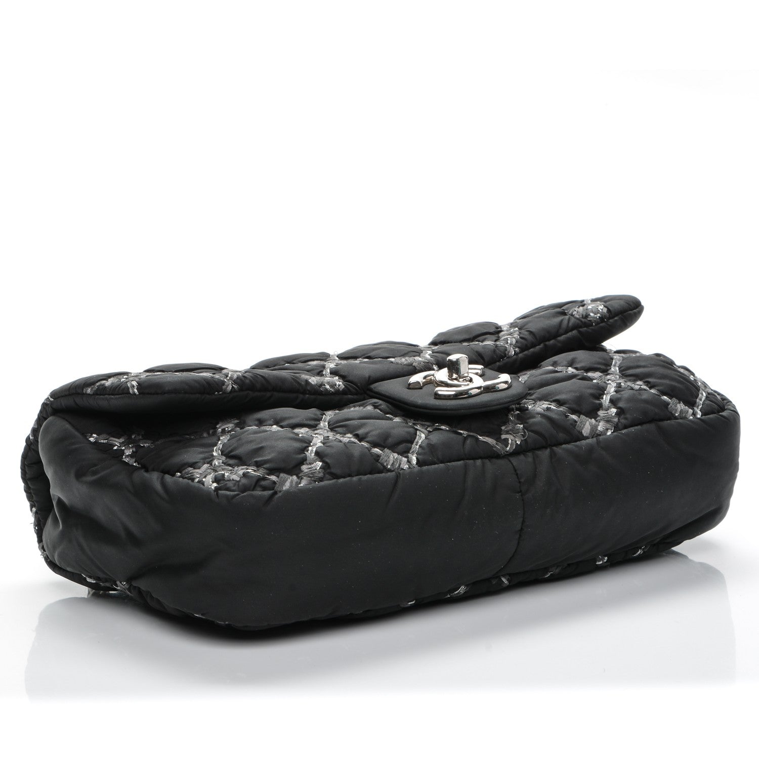 Chanel Nylon Quilted Tweed Stitch Medium Bubble Flap Black 4 of 8