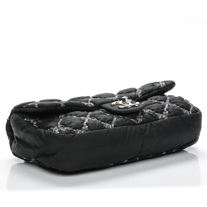 Chanel Nylon Quilted Tweed Stitch Medium Bubble Flap Black 4 of 8