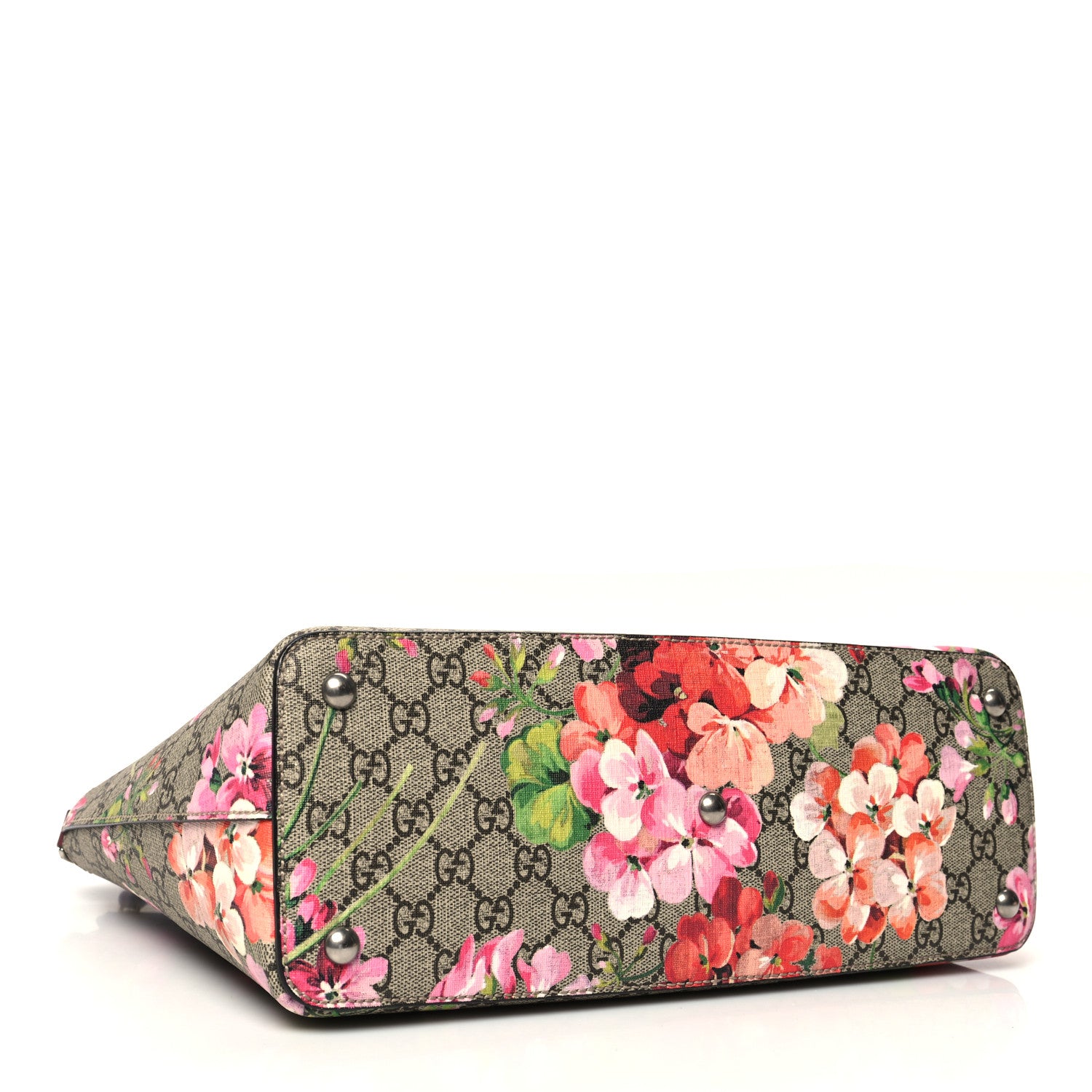Gucci GG Supreme Monogram Blooms Small Zip Top Tote Beige Multicolor Dry Rose 4 of 10
