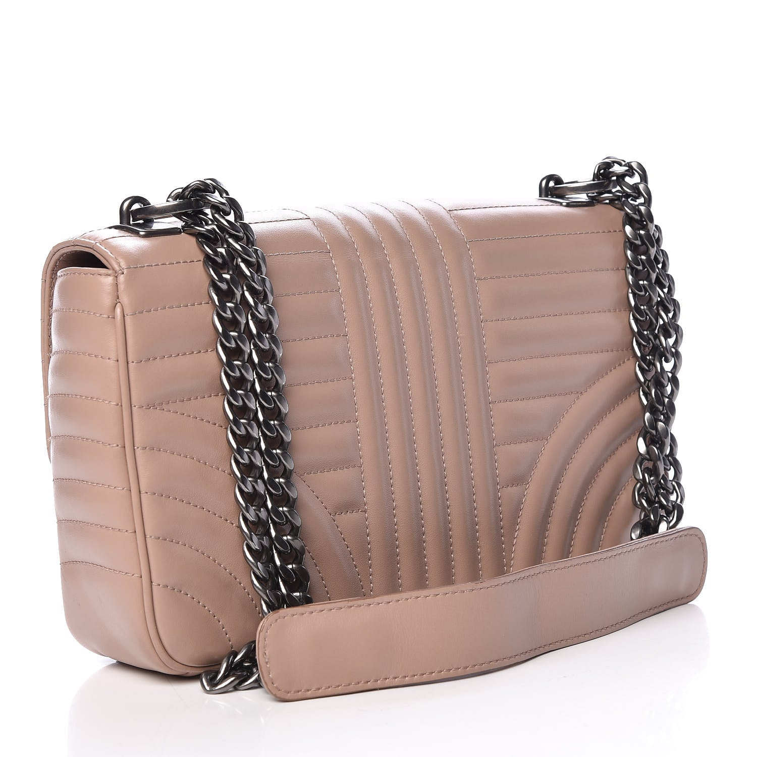Prada Soft Calfskin Impunture Diagramme Medium Chain Flap Shoulder Bag Cipria 3 of 15