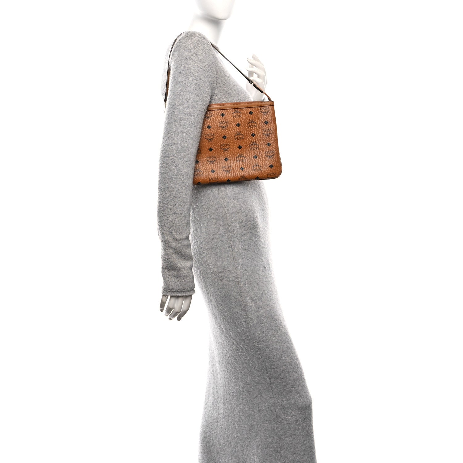 MCM Visetos Liz Shopper Tote Pouch Cognac 2 of 11