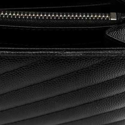 Saint Laurent Grain De Poudre Matelasse Chevron Monogram Chain Wallet Black 18 of 18