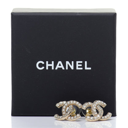Chanel Crystal Pearl CC Earrings Gold 5 of 5