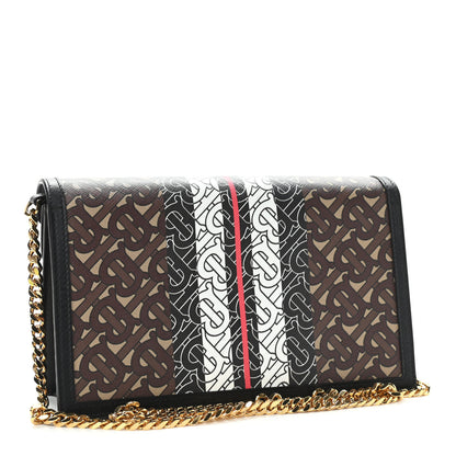 Burberry E-Canvas Monogram Stripe Small TB Envelope Clutch Bridle Brown 3 of 10