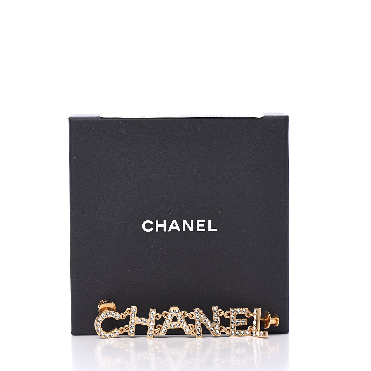 Crystal Logo Brooch Set Gold