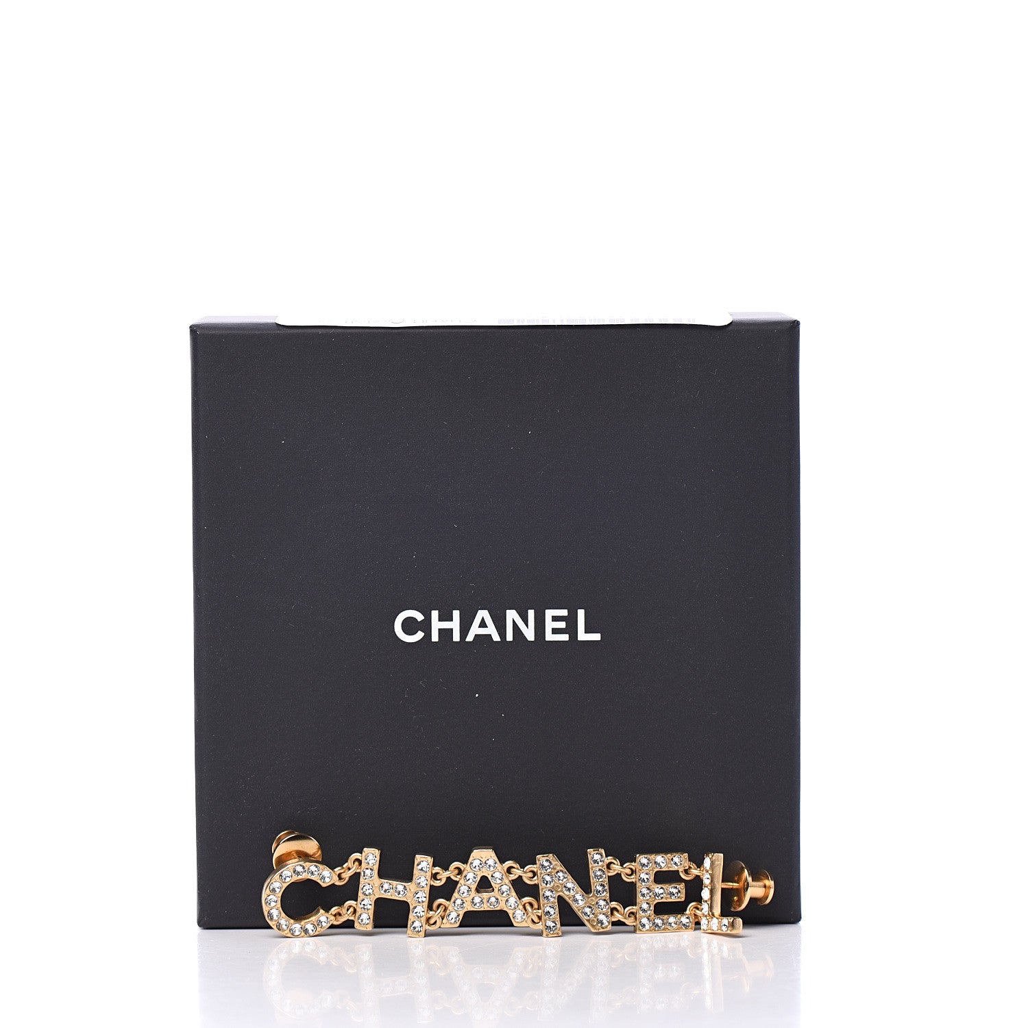 Chanel Crystal Logo Brooch Set Gold 4 of 4