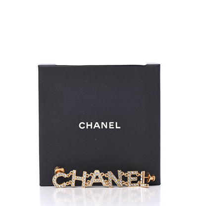 Chanel Crystal Logo Brooch Set Gold 4 of 4