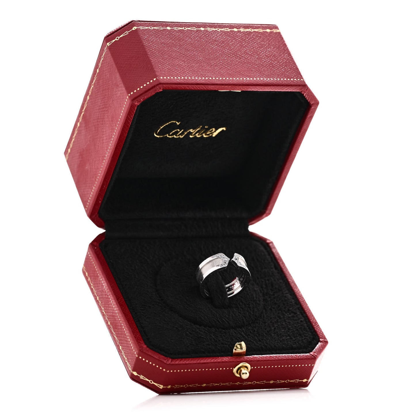 18K White Gold Diamond 6.5mm Logo De Cartier Ring 49 5
