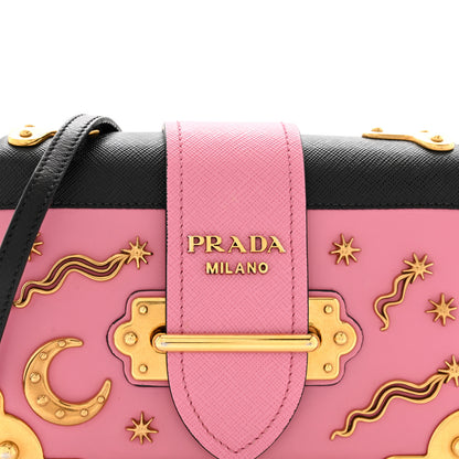 Prada City Calf Saffiano Astrology Cahier Bag Fuxia Black 7 of 14