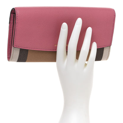 Burberry Calfskin Horseferry Check Porter Continental Wallet Mauve Pink 2 of 8