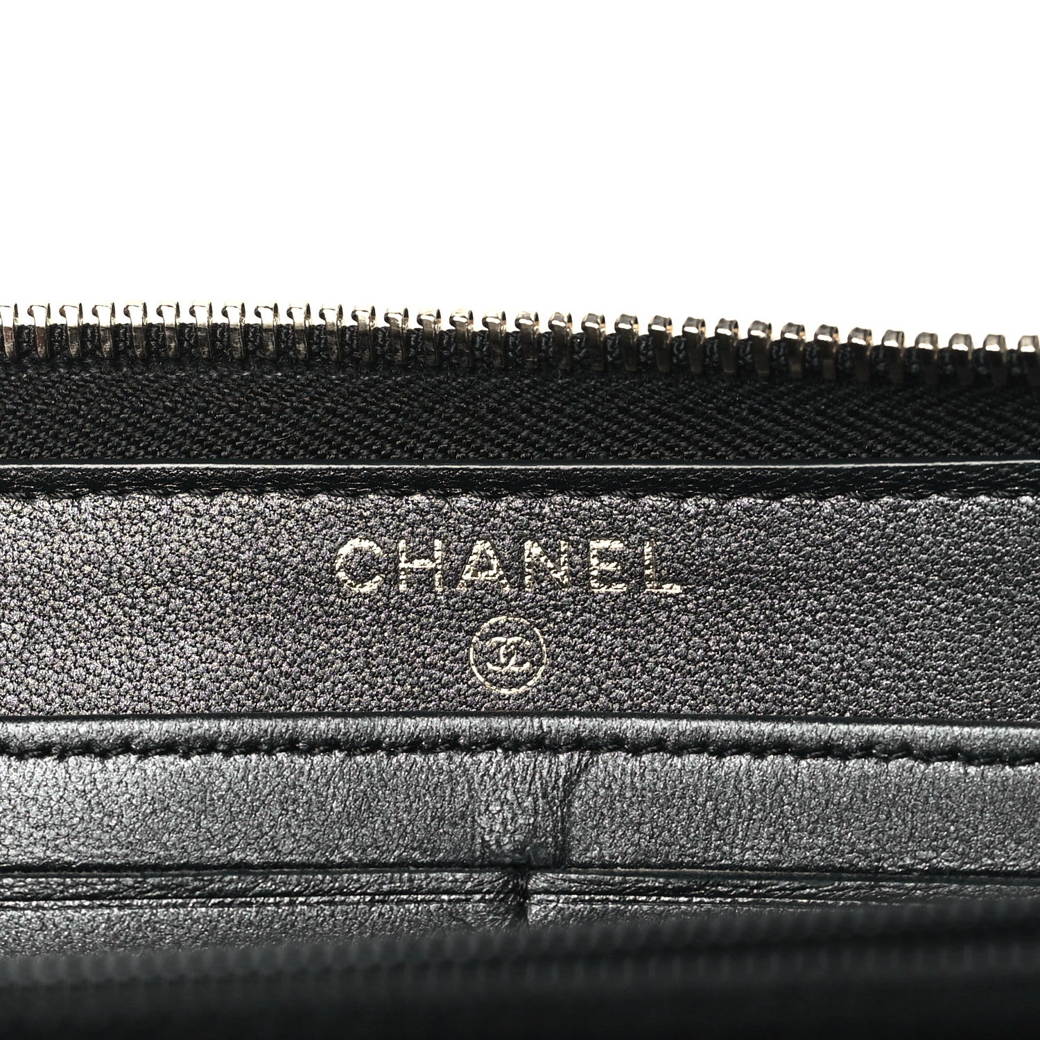 Chanel Lambskin Zip Around Large Gusset Wallet With Pearl Chain Black 6 of 10