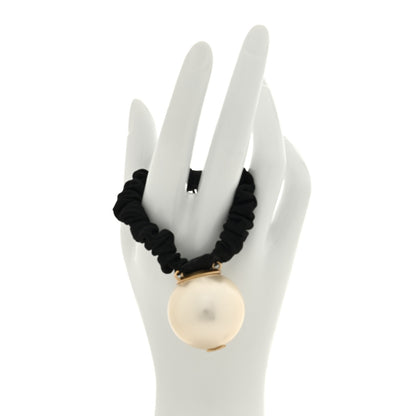 Chanel Pearl CC Hair Tie Black Gold Pearly White 2 of 5