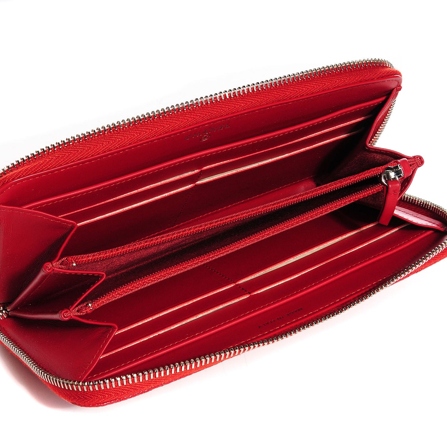 Caviar Quilted Large Gusset Zip Around Wallet Red