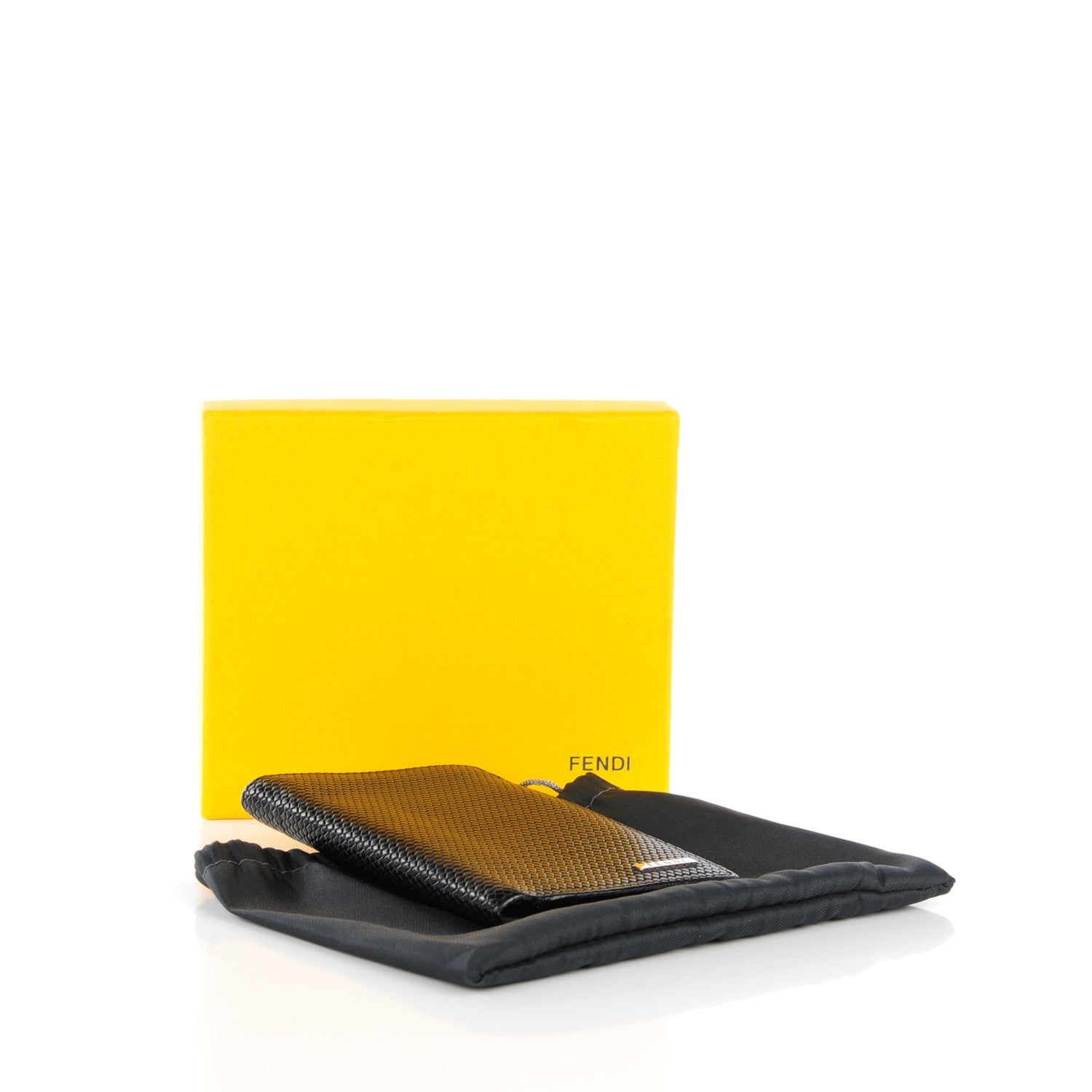 Fendi Lambskin Woven Bi-Fold Wallet Black 4 of 8