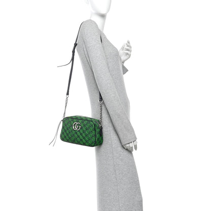 Gucci Monogram Multicolor Matelasse Diagonal Small GG Marmont Chain Shoulder Bag Green Blue 2 of 10