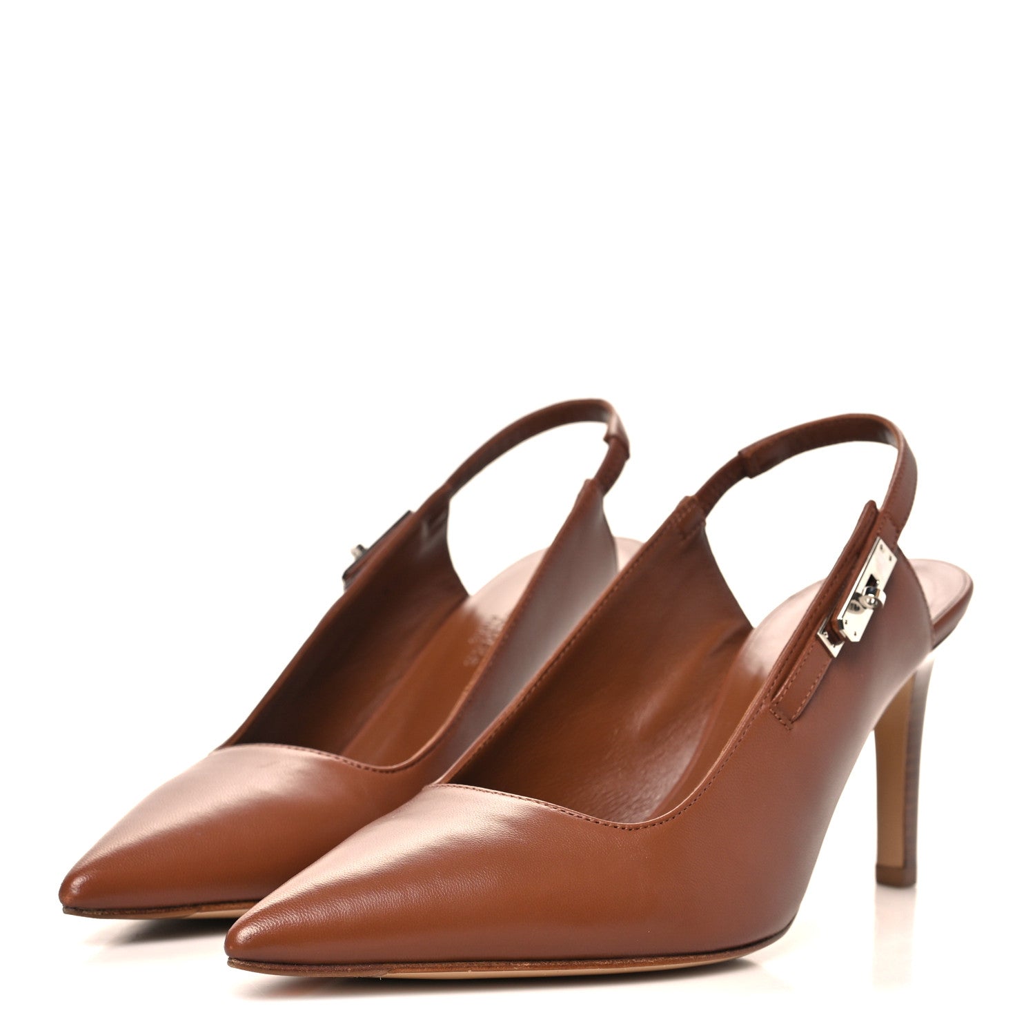 Hermes Nappa Lover 80 Slingback Pumps 37 Gold 4 of 9