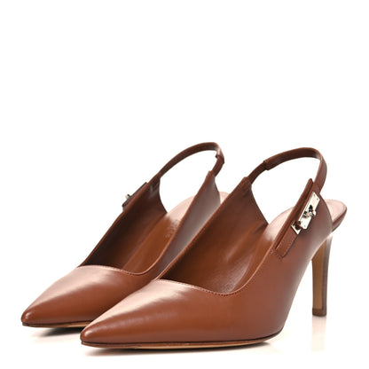 Hermes Nappa Lover 80 Slingback Pumps 37 Gold 4 of 9