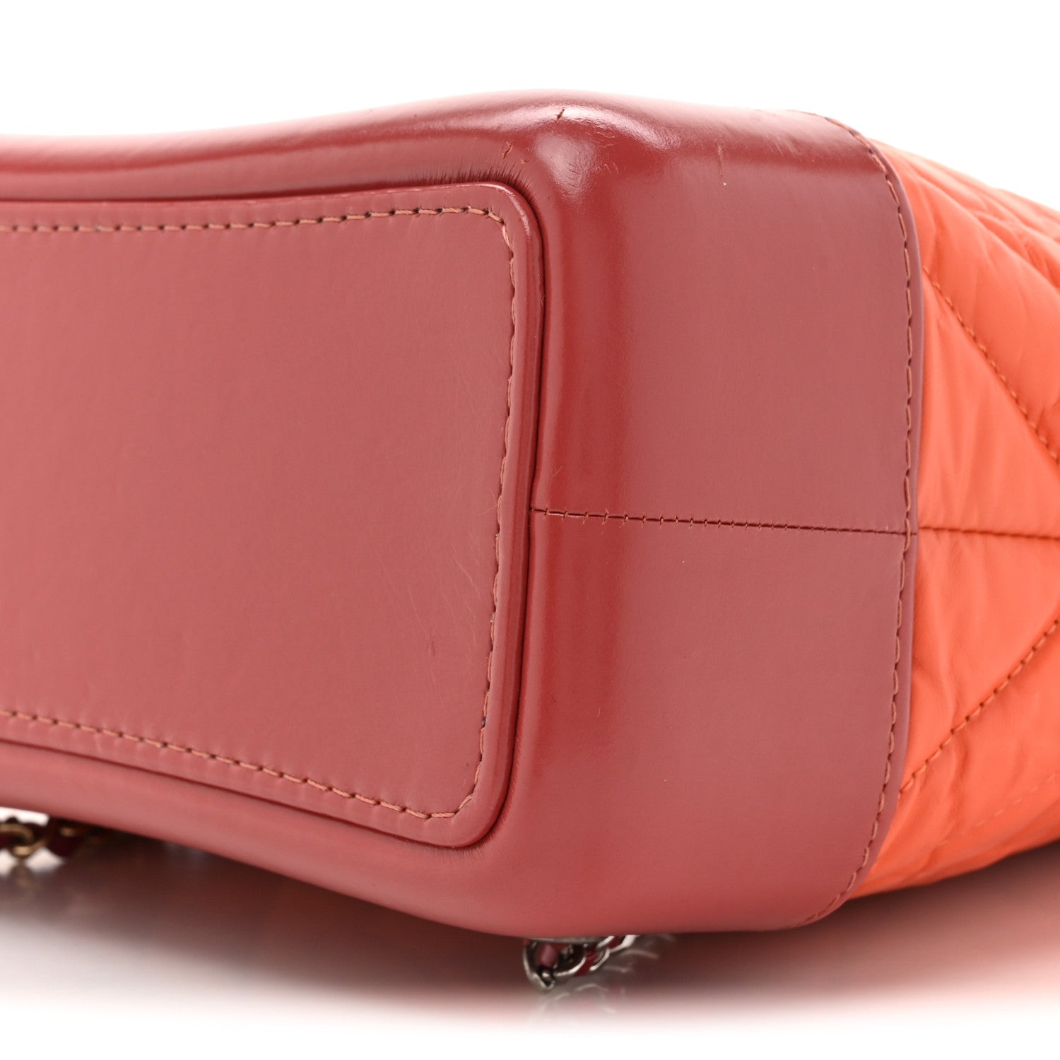 Chanel Aged Calfskin Chevron Quilted Small Gabrielle Backpack Dark Red Orange 9 of 13