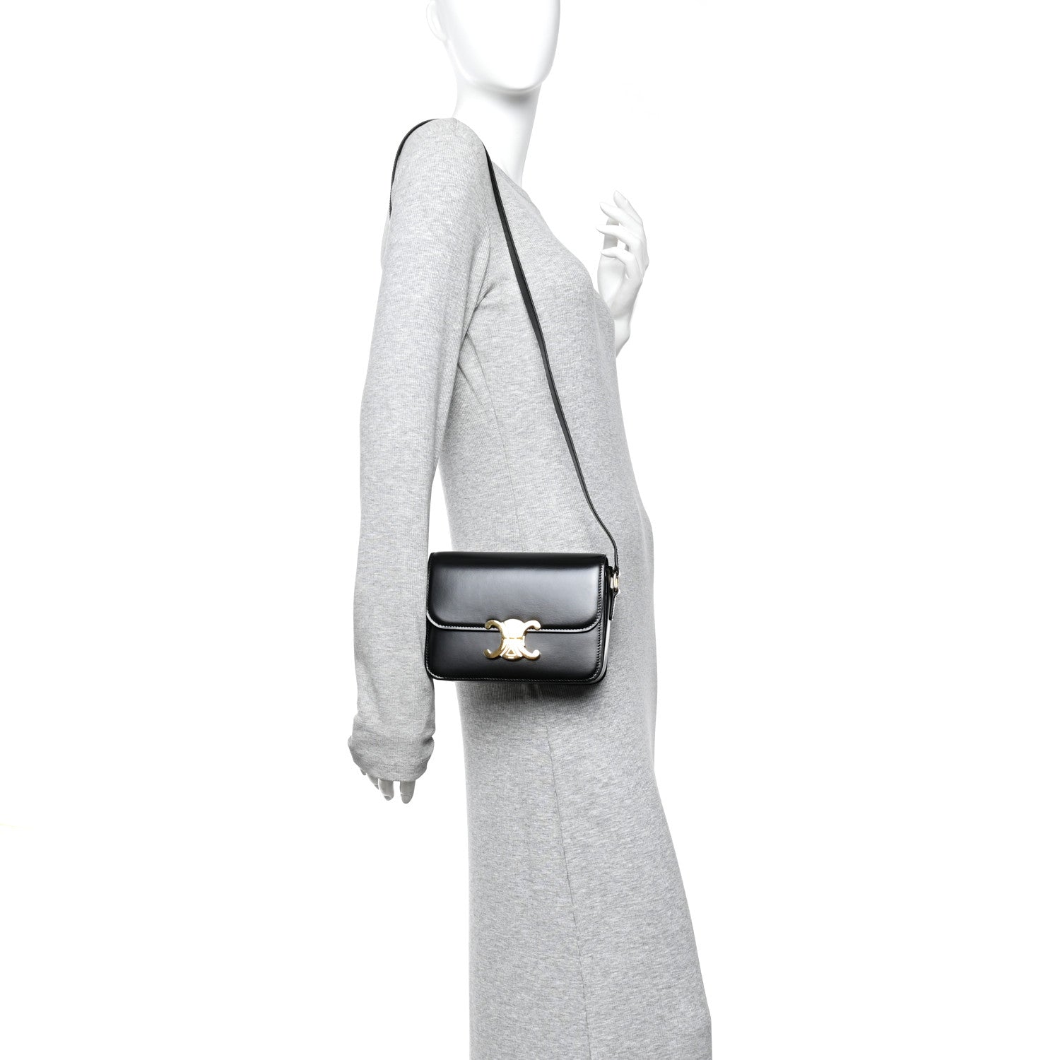 Celine Shiny Calfskin Teen Triomphe Black 2 of 9
