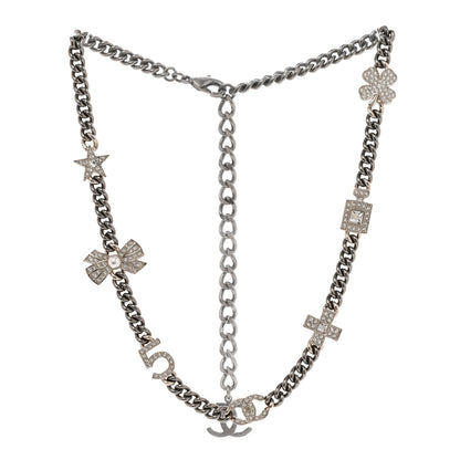 Chanel Ruthenium Crystal Chain CC Lucky Charms Choker Silver 3 of 6